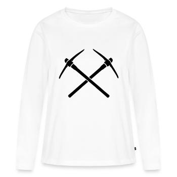 noir 2 croix logo pioche piocher minière marteau h - T-shirt manches longues Premium bio Femme - blanc - Devant - Julia (174cm)