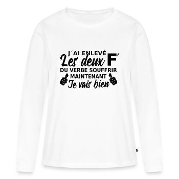 citations drôles humour cadeau - T-shirt manches longues Premium bio Femme - blanc - Devant - Julia (174cm)