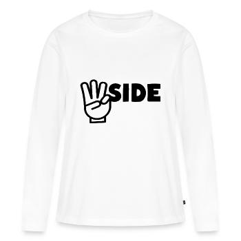 Signe du doigt Westside W - T-shirt manches longues Premium bio Femme - blanc - Devant - Julia (174cm)