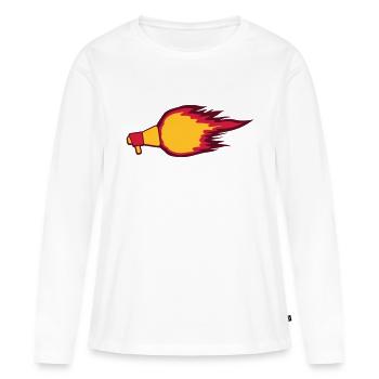 Symbole du mégaphone Fire Flame - T-shirt manches longues Premium bio Femme - blanc - Devant - Julia (174cm)