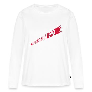 Anarchie Fuck the system - Frauen Premium Bio Langarmshirt - Weiß - Vorne - Julia (174cm)