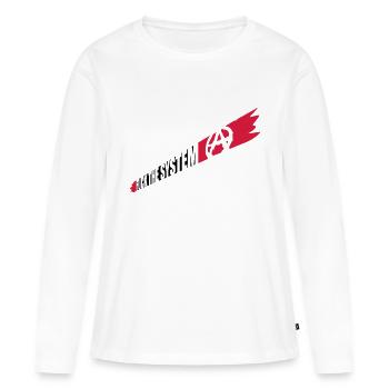 Anarchie Fuck the system - Frauen Premium Bio Langarmshirt - Weiß - Vorne - Julia (174cm)