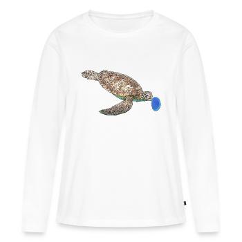 Tortue verte - T-shirt manches longues Premium bio Femme - blanc - Devant - Julia (174cm)