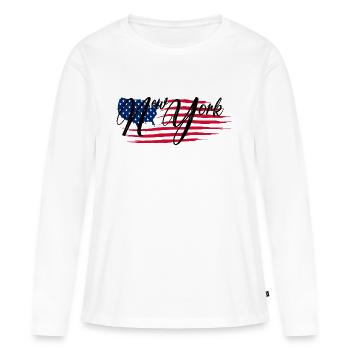 New York - T-shirt manches longues Premium bio Femme - blanc - Devant - Julia (174cm)