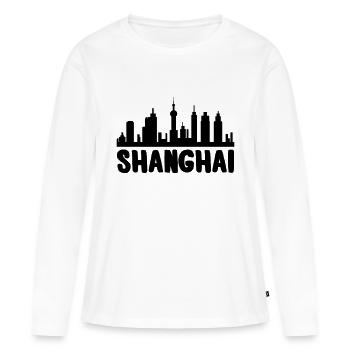 Shanghai - T-shirt manches longues Premium bio Femme - blanc - Devant - Julia (174cm)