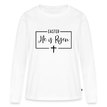 He is Risen Kreuz - Frauen Premium Bio Langarmshirt - Weiß - Vorne - Julia (174cm)