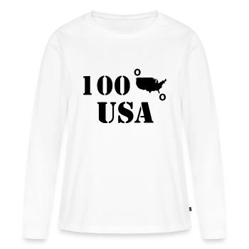 États-Unis - T-shirt manches longues Premium bio Femme - blanc - Devant - Julia (174cm)
