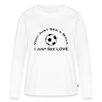 Fußball Soccer - Frauen Premium Bio Langarmshirt - Weiß - Vorne - Julia (174cm)