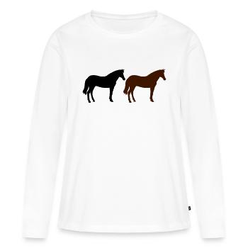 Chevaux - T-shirt manches longues Premium bio Femme - blanc - Devant - Julia (174cm)