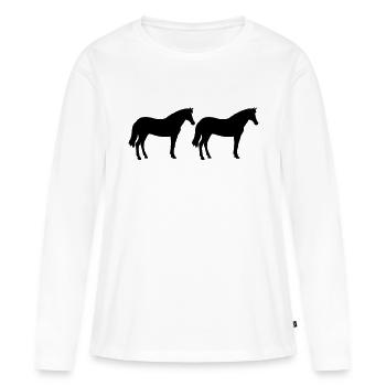 Chevaux - T-shirt manches longues Premium bio Femme - blanc - Devant - Julia (174cm)