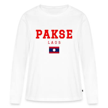 Pakse Laos - T-shirt manches longues Premium bio Femme - blanc - Devant - Julia (174cm)