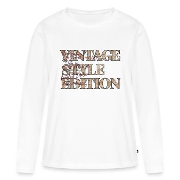 VINTAGE STYLE - Frauen Premium Bio Langarmshirt - Weiß - Vorne - Julia (174cm)