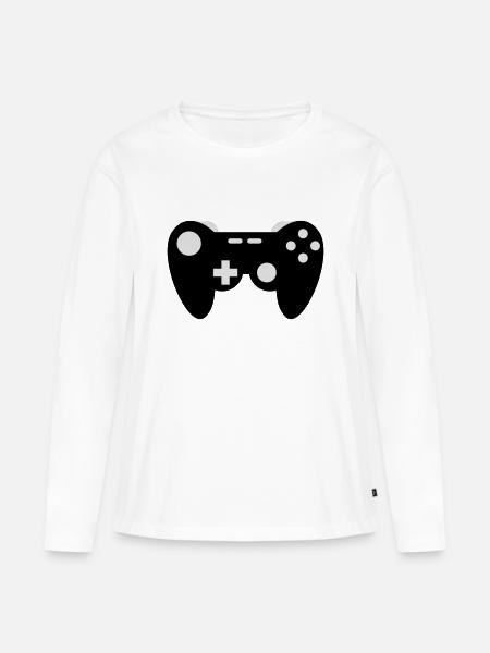 Gamepad - Frauen Premium Bio Langarmshirt - Weiß