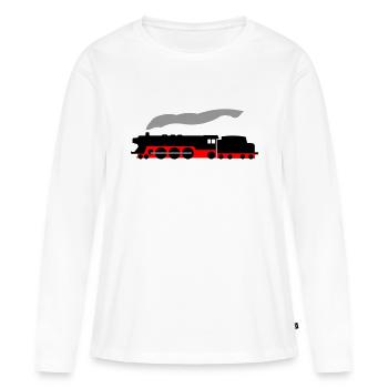Dampflok - Frauen Premium Bio Langarmshirt - Weiß - Vorne - Julia (174cm)
