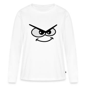 Evil Peep Cartoon Face Cool Naughty Grin - T-shirt manches longues Premium bio Femme - blanc - Devant - Julia (174cm)