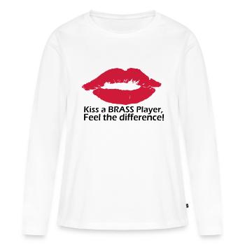 Kiss a brass player - Women's Premium Organic Long Sleeve Shirt - white - Front - Julia (174cm)