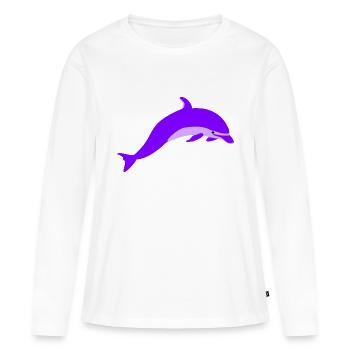 dauphin Violet - T-shirt manches longues Premium bio Femme - blanc - Devant - Julia (174cm)