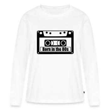 né dans les années 80 - T-shirt manches longues Premium bio Femme - blanc - Devant - Julia (174cm)
