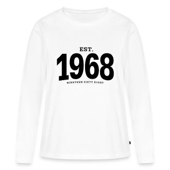 HNE. 1968 Nineteen Sixty Eight - T-shirt manches longues Premium bio Femme - blanc - Devant - Julia (174cm)