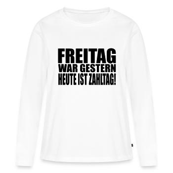 salaire - T-shirt manches longues Premium bio Femme - blanc - Devant - Julia (174cm)