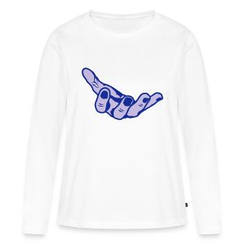 main hand ouverte open offene mano - T-shirt manches longues Premium bio Femme - blanc - Devant - Julia (174cm)
