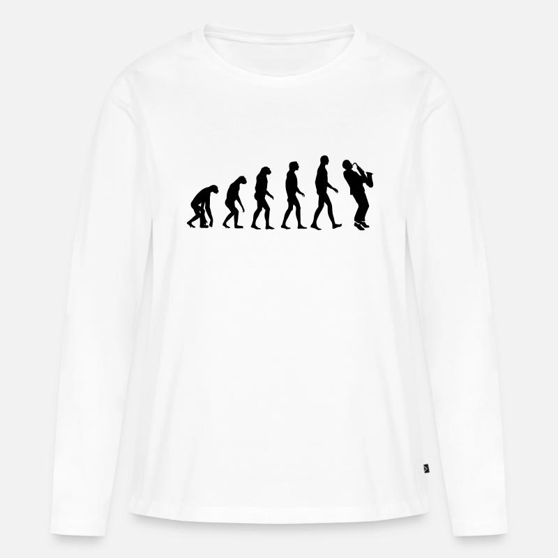 saxophone evolution - Frauen Premium Bio Langarmshirt - Weiß