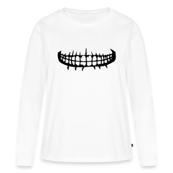 zaehne mund grinsen horror halloween gruselig boes - Frauen Premium Bio Langarmshirt - Weiß - Vorne - Julia (174cm)