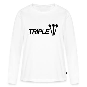 dard, 180, triple, fléchettes, club, acier,double - T-shirt manches longues Premium bio Femme - blanc - Devant - Julia (174cm)