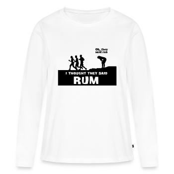 Rum Jogging_Below - Frauen Premium Bio Langarmshirt - Weiß - Vorne - Julia (174cm)