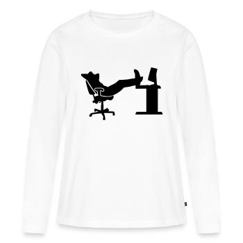 Bureau - T-shirt manches longues Premium bio Femme - blanc - Devant - Julia (174cm)