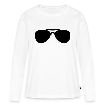 Sonnenbrille - Frauen Premium Bio Langarmshirt - Weiß - Vorne - Julia (174cm)