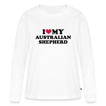 I love my Australian shepherd - T-shirt manches longues Premium bio Femme - blanc - Devant - Julia (174cm)