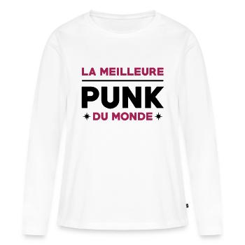 Punk / Rock / Musique / Musicien / Anarchiste - T-shirt manches longues Premium bio Femme - blanc - Devant - Julia (174cm)
