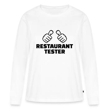 Restaurant tester - T-shirt manches longues Premium bio Femme - blanc - Devant - Julia (174cm)