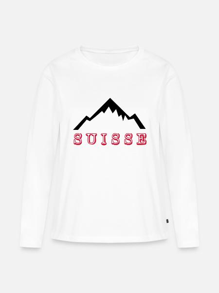 Mount Blanc - Suisse - Frauen Premium Bio Langarmshirt - Weiß
