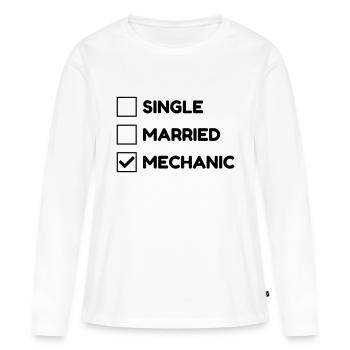 mécanique / mécanicien / mécano / garage - T-shirt manches longues Premium bio Femme - blanc - Devant - Julia (174cm)