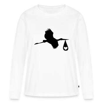 Rattling stork brings newborns - Women's Premium Organic Long Sleeve Shirt - white - Front - Julia (174cm)