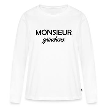 Monsieur grincheux - T-shirt manches longues Premium bio Femme - blanc - Devant - Julia (174cm)