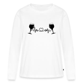 Verres à vin cardio - T-shirt manches longues Premium bio Femme - blanc - Devant - Julia (174cm)