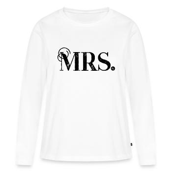 Mr and Mrs | Black Edition MRS - Frauen Premium Bio Langarmshirt - Weiß - Vorne - Julia (174cm)
