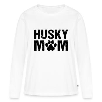 Husky Mom Sibérien Husky Chiens - T-shirt manches longues Premium bio Femme - blanc - Devant - Julia (174cm)