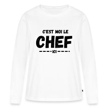 C'est moi le Chef ici - T-shirt manches longues Premium bio Femme - blanc - Devant - Julia (174cm)