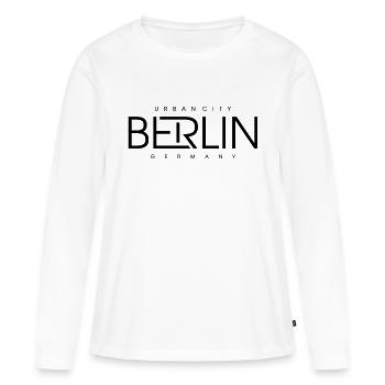 Berlin Berliner Urban City Style Schriftzug Design - Frauen Premium Bio Langarmshirt - Weiß - Vorne - Julia (174cm)