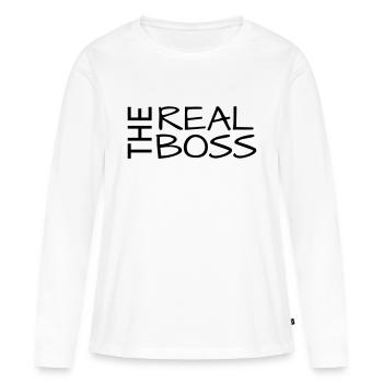 le vrai patron - T-shirt manches longues Premium bio Femme - blanc - Devant - Julia (174cm)