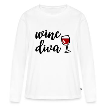 Wine Diva Women Wine Lovers - Women's Premium Organic Long Sleeve Shirt - white - Front - Julia (174cm)