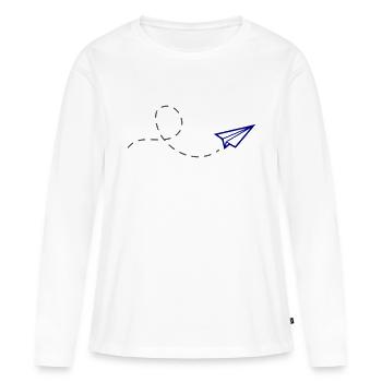 avion en papier - T-shirt manches longues Premium bio Femme - blanc - Devant - Julia (174cm)