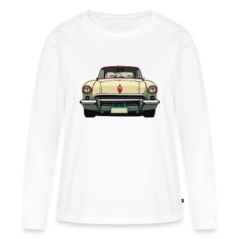 Voiture jouet vintage - T-shirt manches longues Premium bio Femme - blanc - Devant - Julia (174cm)