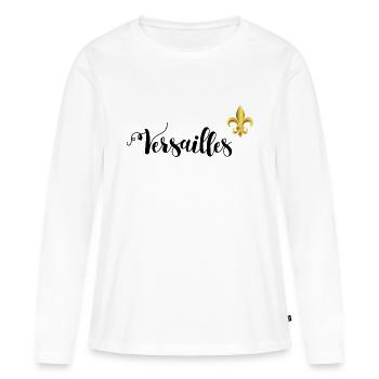 versailles lettrage et fleur de lys - T-shirt manches longues Premium bio Femme - blanc - Devant - Julia (174cm)