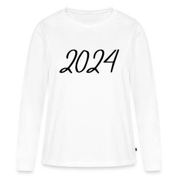2024 Jahreszahl Datum Zahl Anno Kalenderjahr USA - Frauen Premium Bio Langarmshirt - Weiß - Vorne - Julia (174cm)