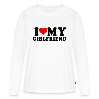 i love my girlfriend - T-shirt manches longues Premium bio Femme - blanc - Devant - Julia (174cm)